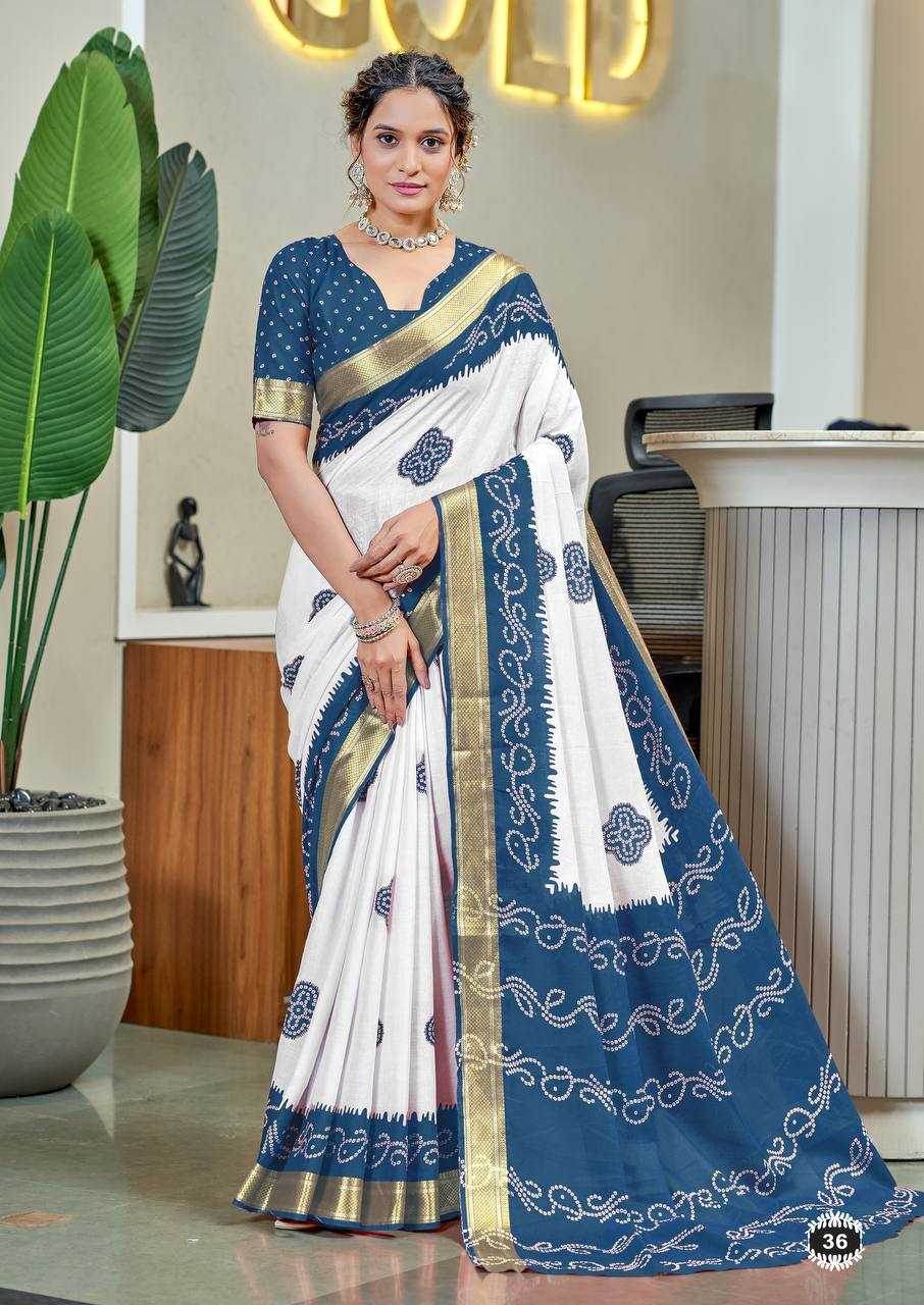 Bandhani Printed Cotton Sarees - MYLUXURY LANE ENTERPRISE